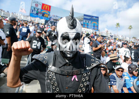 October 07, 2018 Oakland Raiders fan during the football game between the  Oakland Raiders and the Los Angeles Chargers at the StubHub Center in  Carson, California. Charles Baus/(Photo by Charles Baus/CSM/Sipa USA