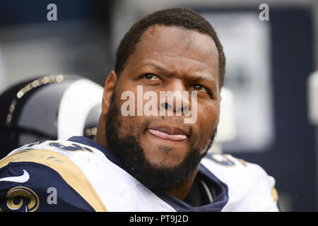 Seattle, Washington, USA. 7th Oct, 2018. Rams defensive lineman NDAMUKONG SUH (93) looks on as the Los Angeles Rams play the Seattle Seahawks in a NFC West game at Century Link Field in Seattle, WA. Credit: Jeff Halstead/ZUMA Wire/Alamy Live News Stock Photo