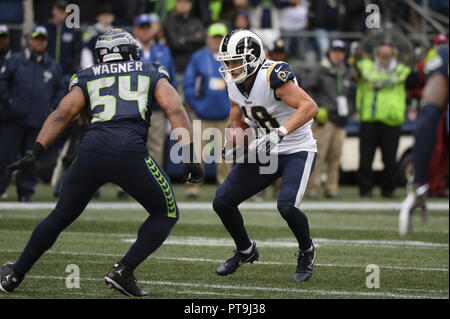 Seattle, Washington, USA. 7th Oct, 2018. Rams receiver COOPER KUPP (18) in action as the Los Angeles Rams play the Seattle Seahawks in a NFC West game at Century Link Field in Seattle, WA. Credit: Jeff Halstead/ZUMA Wire/Alamy Live News Stock Photo