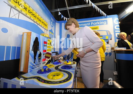 Glasgow, UK. 8th Oct 2018. Nicola Sturgeon MSP -  First Minister and leader of the Scottish Nationalist Party, SNP Annual National Conference SECC. Credit: Colin Fisher/Alamy Live News Stock Photo