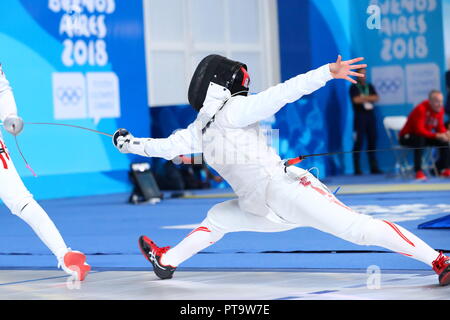 Buenos Aires, Argentina. 7th Oct, 2018. Yuka Ueno (JPN) Fencing : Women's Individual Foil quarter-final during Buenos Aires 2018 Youth Olympic Games at Youth Olympic Park in Buenos Aires, Argentina . Credit: Naoki Nishimura/AFLO SPORT/Alamy Live News Stock Photo