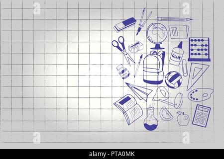 Flat design business Vector Illustration Empty copy space for Ad website promotion esp isolated Banner template. School Supplies icon Educational Mate Stock Vector