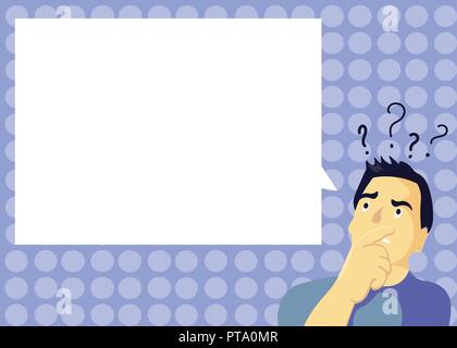 Flat design business Vector Illustration Empty template esp isolated Minimalist graphic layout template for advertising. Man Expressing Confused Hand  Stock Vector