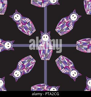 Girls cat vector seamless pattern. Abstract cute characters texture for surface design, textile, wrapping paper, wallpaper, phone case print, fabric. Stock Vector