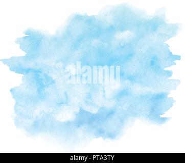 Watercolor blue paint texture isolated on white background. Abstract vector backdrop. Stock Vector