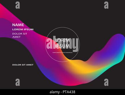 Fluid shapes isolated on black background. Wavy liquid elements. Bright abstract backdrop concept. Trendy gradient waves design template vector Poster Stock Vector