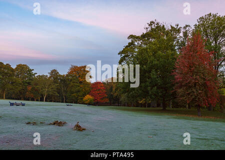 Wonderful Autumnal colours in Lister Park, Bradford, home of the amazing Cartwright Hall where a young David Hockney used to visit Stock Photo