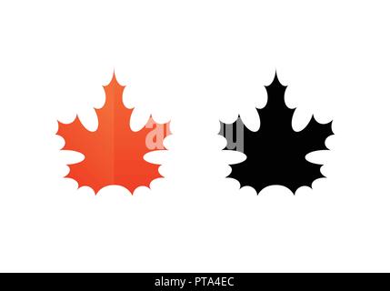 Vector Sign of Maple Leaf in orange and black color - Illustration Canadian National Symbol Stock Vector