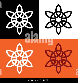 Simple Radiant Logo in form of flower on different backgounds Stock Vector