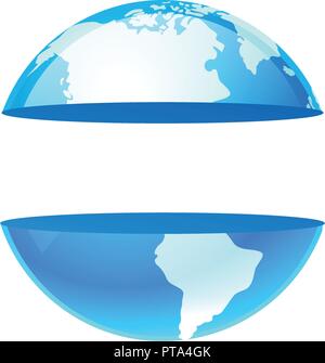 Globe in blue color with copy space, Vector Earth Planet, Emblem symbolizing Travel, Web and Technology. Stock Vector