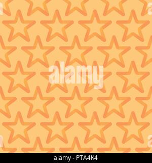 Seamless Looped Pattern with Stars. Vector Orange Background. Stock Vector