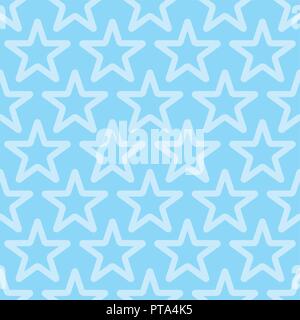 Vector Seamless Background Blue color with Stars Stock Vector