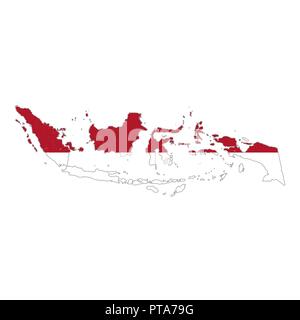 Indonesia country silhouette with flag on background on white Stock Vector
