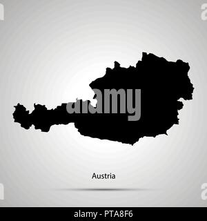 Austria country map, simple black silhouette Stock Vector