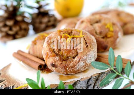 Homemade rye flour orange buns Stock Photo