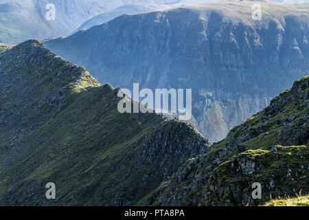 Striding Edge from the Summit of Helvellyn, Lake District, Cumbria, UK Stock Photo