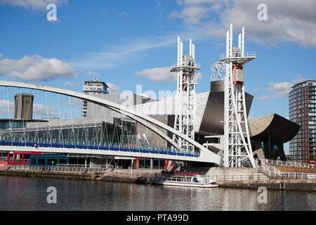 A view of the Lowry Bridge, Salford Quays, Greater Manchester, UK Stock Photo