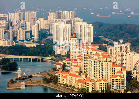 Aerial view of Singapore high density architecture at National Stadium, Tanjong Rhu area featuring Costa Rhu Condominium Stock Photo