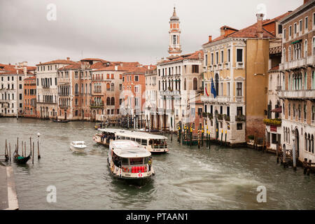 the busy main canal in Venice Italy with busy boat traffic Stock Photo