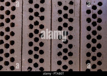 Close-up of a red brick stack. View from the top. Stock Photo