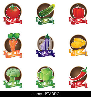 set vector logo of natural, organic and healthy product Stock Photo