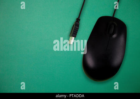 Design business concept Empty copy text for Web banners promotional material mock up template. Black Computer Mouse Click Scroll USB Connector Point T Stock Photo