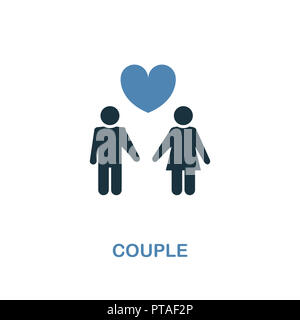 Couple icon in two color design. Simple element illustration. Couple creative icon from honeymoon collection. For web design, apps and printing. Stock Photo