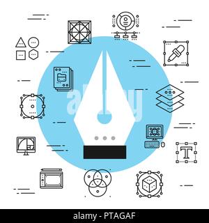graphic designer, isolated on white background Stock Vector