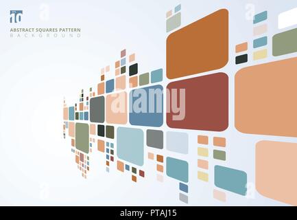 Abstract colorful geometric squares pattern perspective on white background. Vector illustration Stock Vector