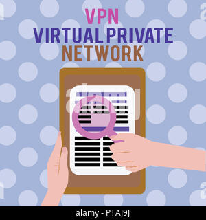 Text sign showing Vpn Virtual Private Network. Conceptual photo Safe Encrypted connection over the Internet. Stock Photo