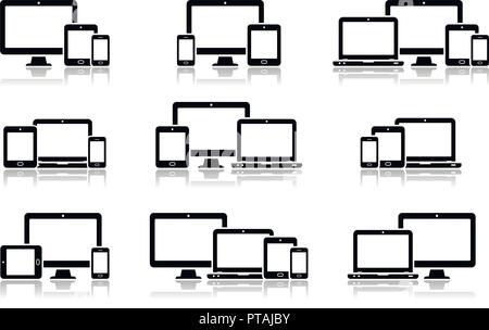 Responsive digital devices icons set Stock Vector