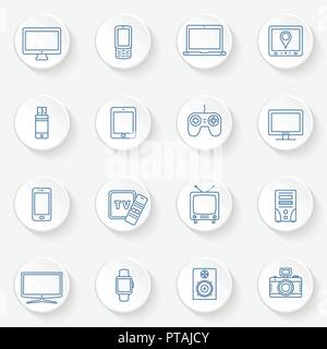 Modern technology devices icons set Stock Vector