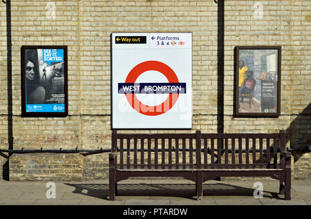 West Brompton 'above ground' underground station, London, England, UK. Stock Photo