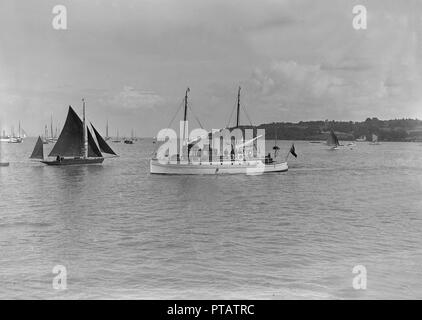 The motor yacht 'Silver Cloud' under way, 1920. Creator: Kirk & Sons of Cowes. Stock Photo