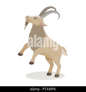 Cartoon goat in different poses in flat style Stock Vector