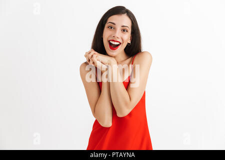 Image of happy smiling beautiful young woman posing isolated. Stock Photo