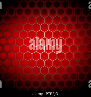 Modern glowing red honeycomb background, vector illustration Stock Vector