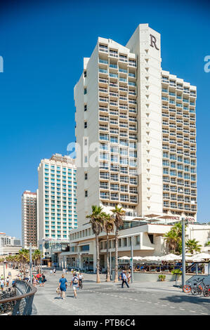 Israel, Tel Aviv - 24 September 2018: Hotels by the beach Stock Photo