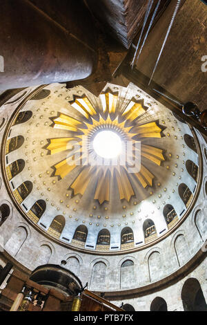 Light beam in the cupola of the Holy Sepulchre Stock Photo