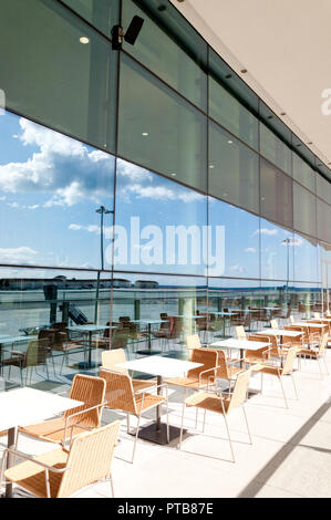 New terrace and exteriors waiting area of the new International Airport Terminal in Gibraltar Stock Photo