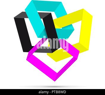 Vector abstract shape 3d ,CMYK for printer Stock Vector