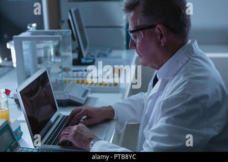 Male scientist using laptop in laboratory Stock Photo