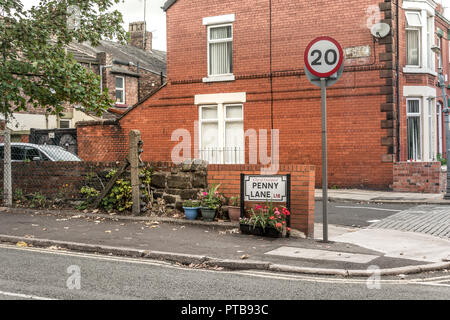 Penny Lane street at Liverpool - Beatles sight site Stock Photo