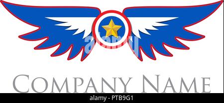 Crest star shield with wings Stock Vector