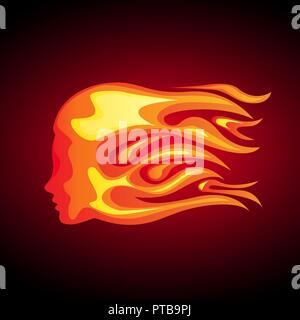 Vector sign fiery woman, concept of passion Stock Vector
