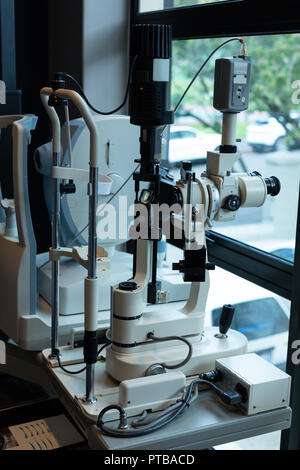 Optometrist equipment in clinic Stock Photo