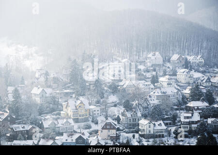 Wernigerode, panoramic view of the city in Winter, Saxony-Anhalt, Germany Stock Photo