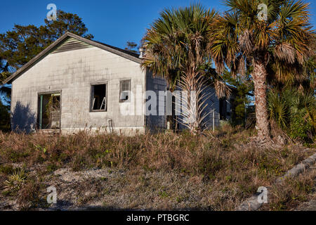 Abandoned military building on the grounds of the former United States military base Camp Murphy, now Johathan Dickinson State Park, Florida Stock Photo