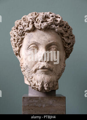 Marcus Aurelius (121-180 AD) Roman Emperor (161-180 AD). Head 161 AD. , marble bust. Stock Photo