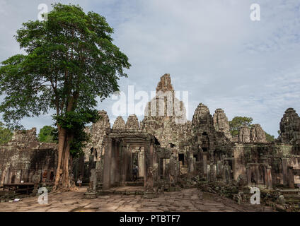 The bayon khmer temple at angkor, Siem Reap Province, Angkor, Cambodia Stock Photo